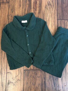 Rylee + Cru 4-5Y Green Rio Cardigan and Wide-Leg Pants Sweat Set
